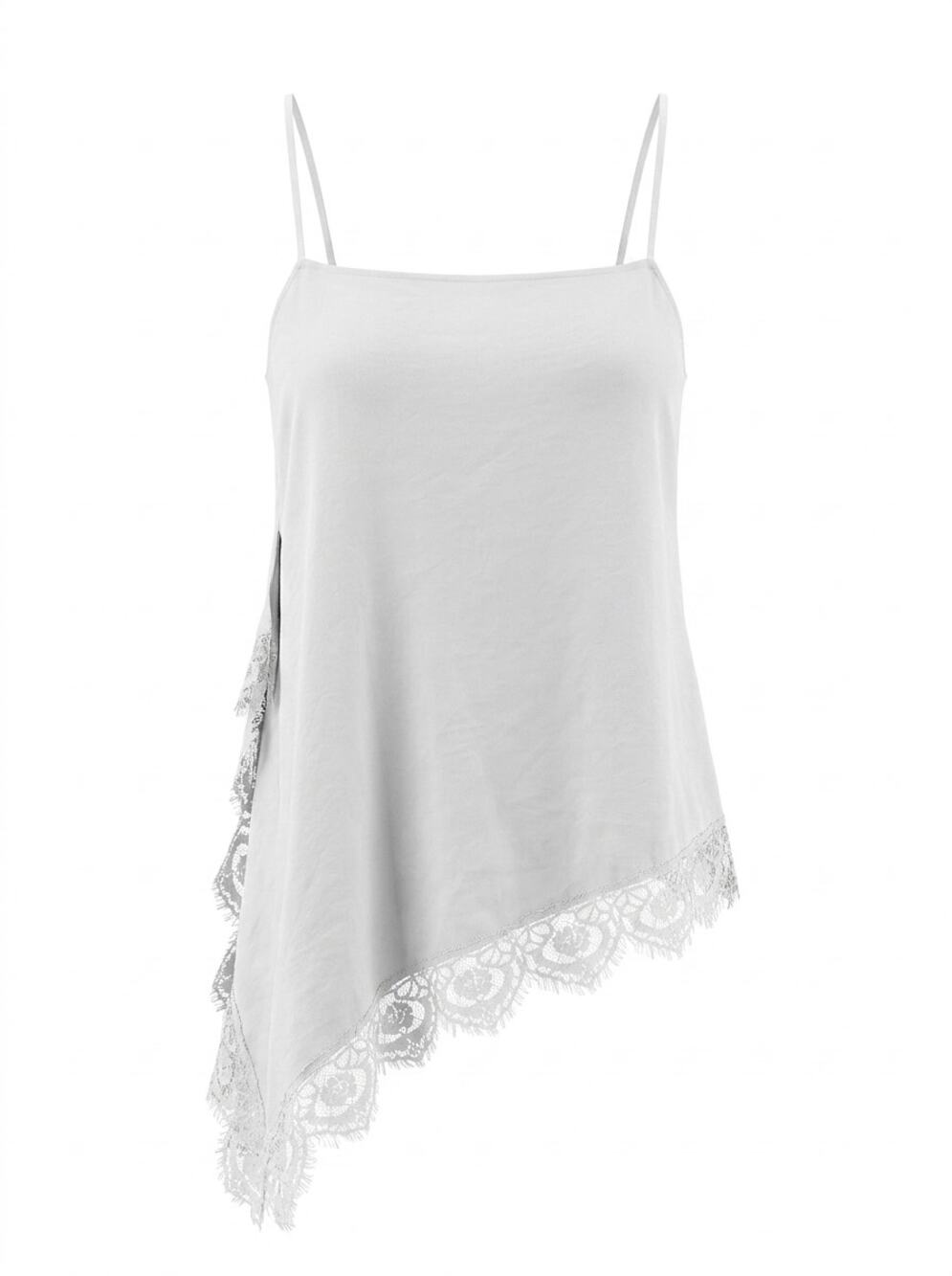 Zara White Asymmetric Hem Spaghetti Strap Cami Tank Top Women Size S
